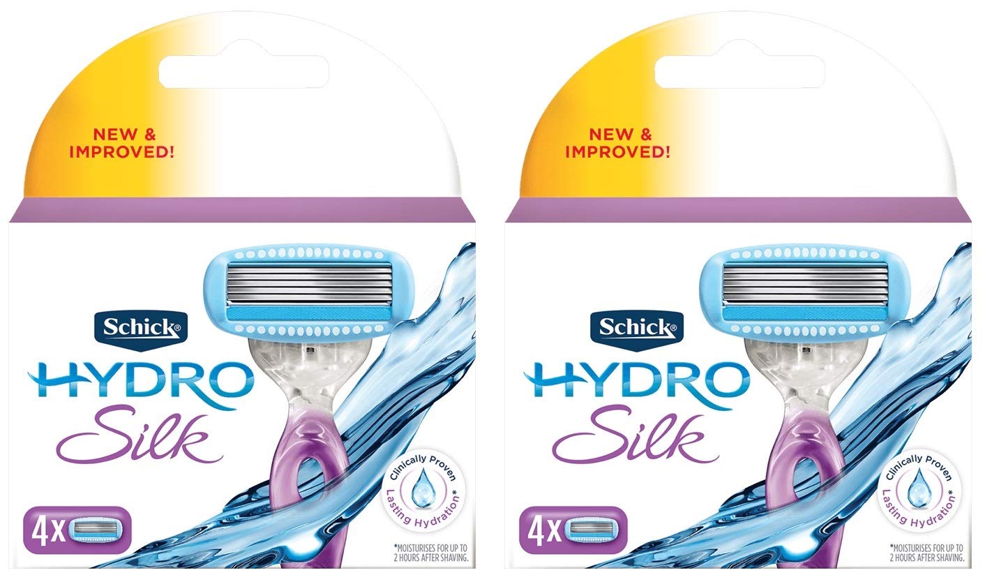 Schick Hydro Silk Cartridges 4-Count (Pack of 2) | Refills for Smooth Shaving