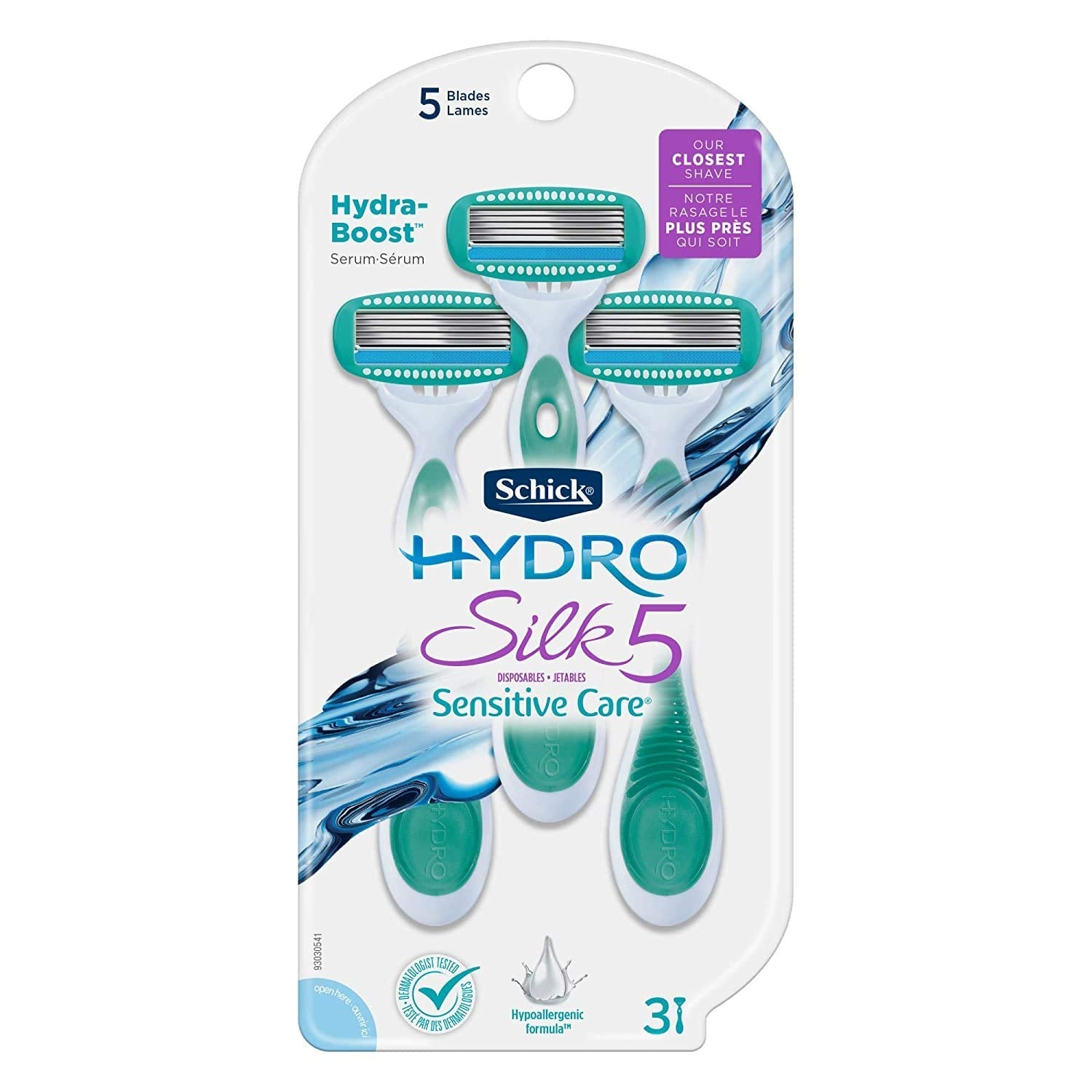 Schick Hydro Silk Disposable Razors for Women, 3 Count (Pack of 2) | Hydrating, Close Shave