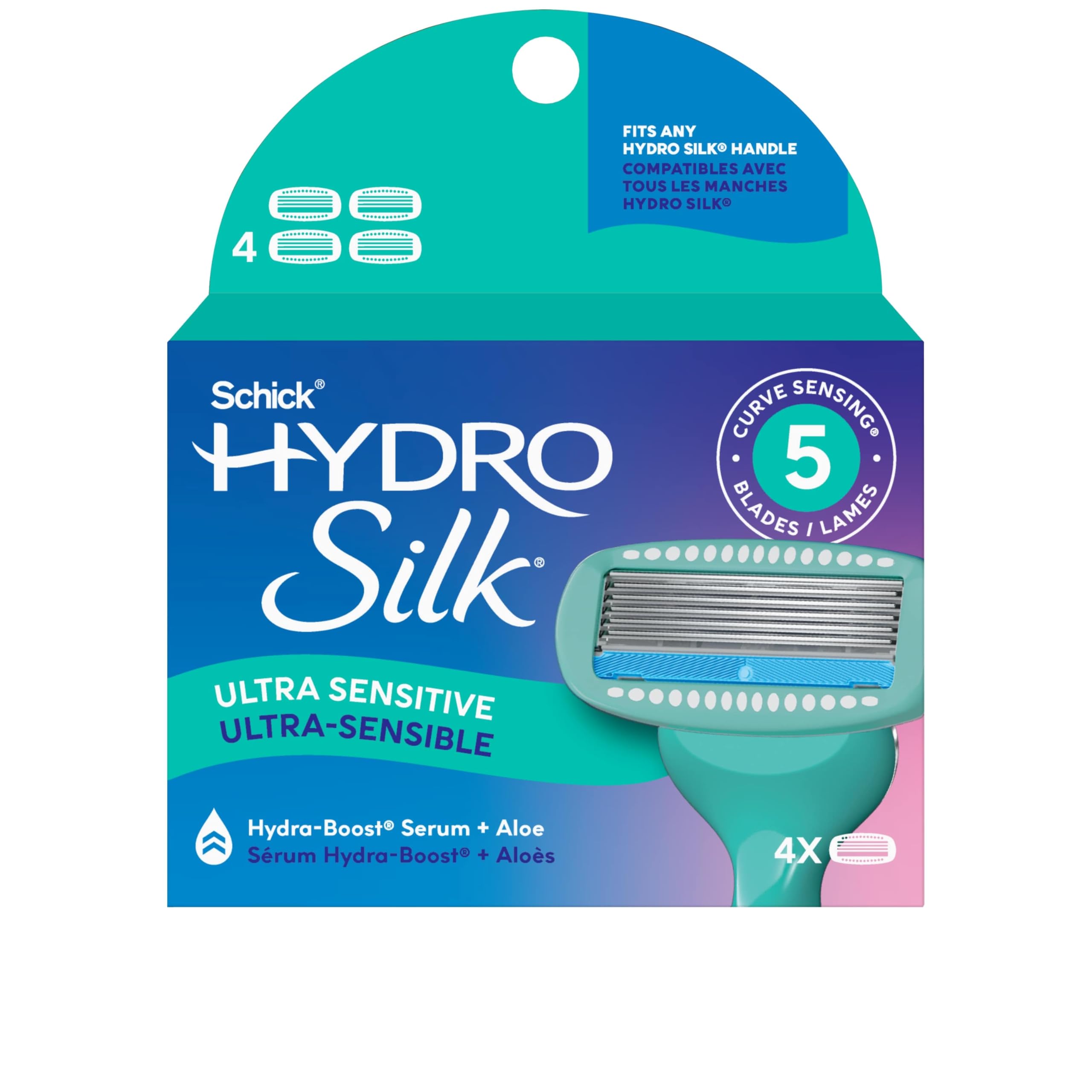 Schick Hydro Silk Sensitive Razor Refills – 4 Count | 5-Blade for Women with Sensitive Skin