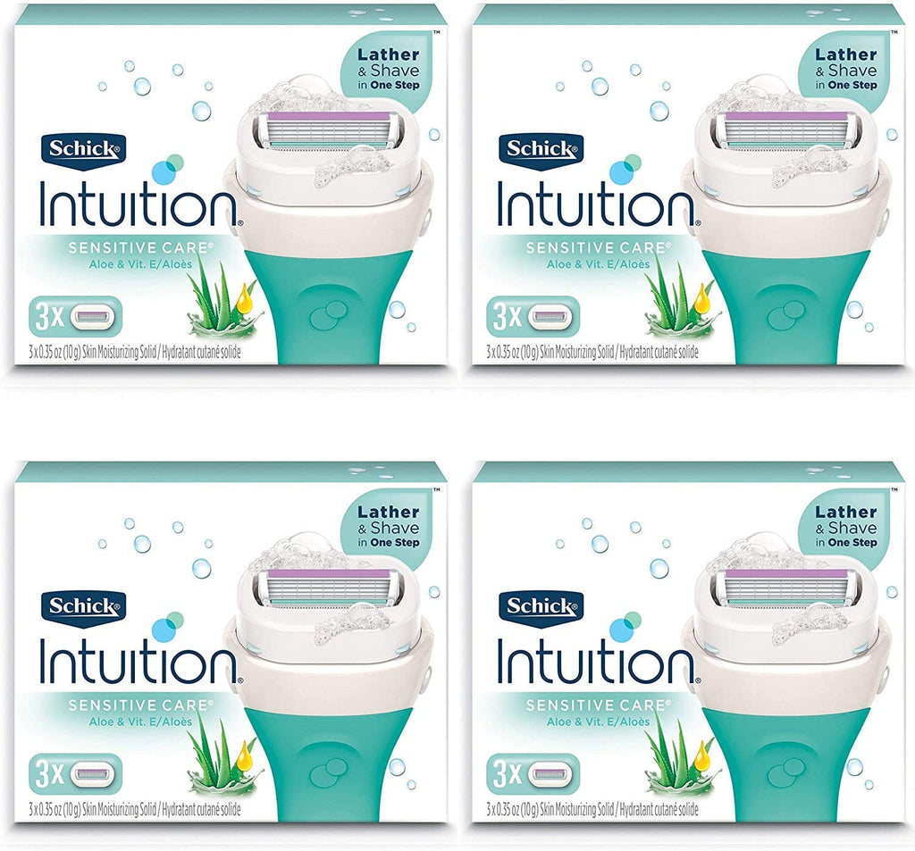 Schick Intuition Pure Nourishment Razor Refills – Coconut Milk & Almond Oil, 3 Count (Pack of 4)