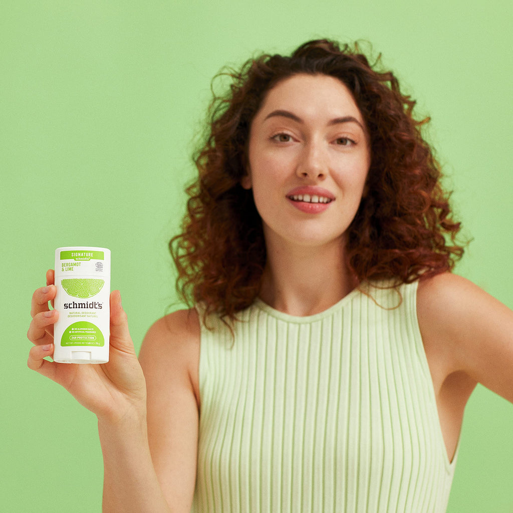 Schmidt's Bergamot + Lime Aluminum-Free Natural Deodorant – 24h Odor Protection, Pack of 3