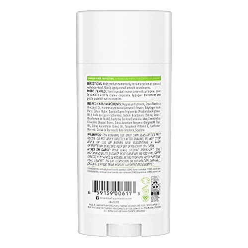 Schmidt's Bergamot + Lime Aluminum-Free Natural Deodorant – 24h Odor Protection, Pack of 3