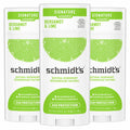 Schmidt's Bergamot + Lime Aluminum-Free Natural Deodorant – 24h Odor Protection, Pack of 3