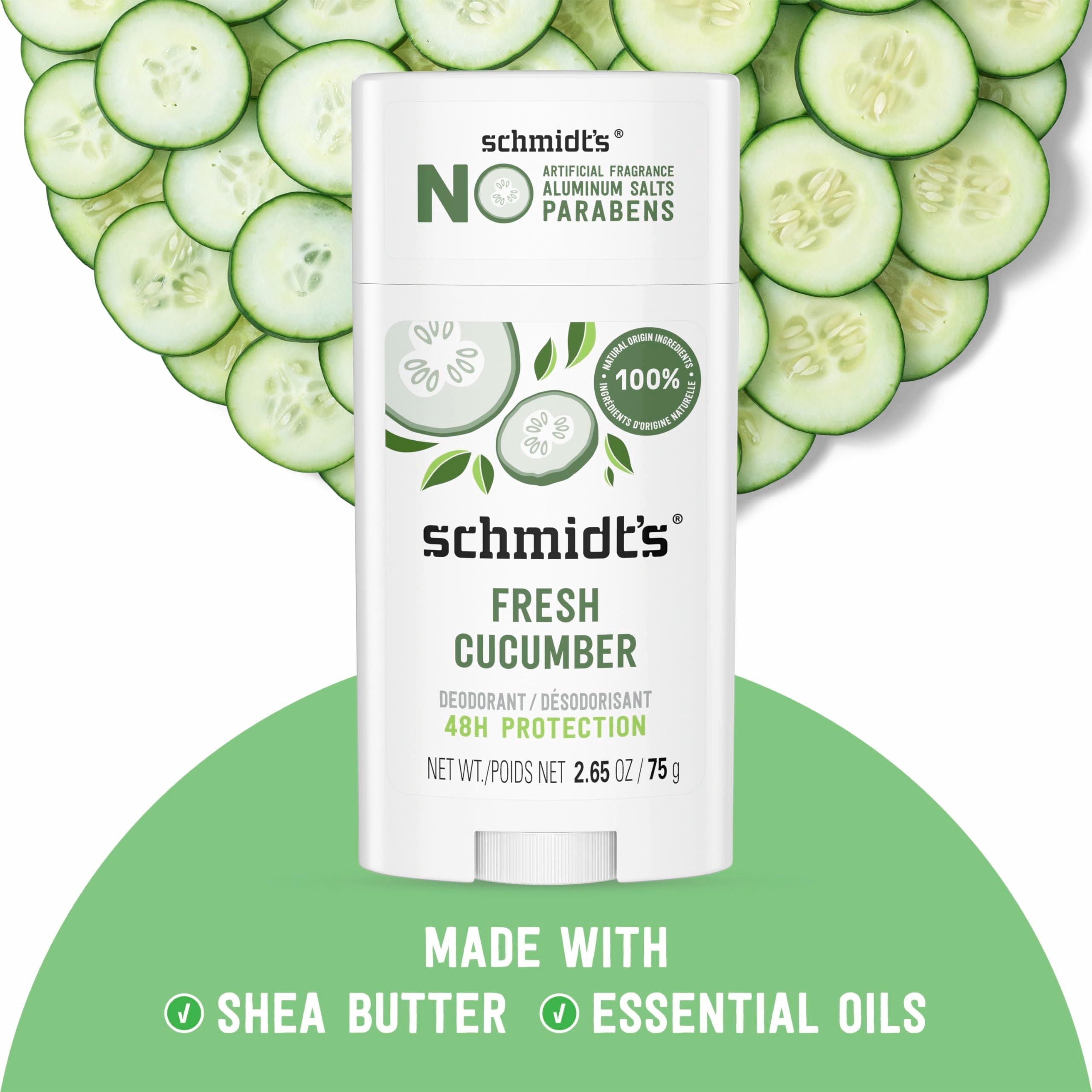 Schmidt's Aluminum-Free Fresh Cucumber Deodorant – 24h Odor Protection