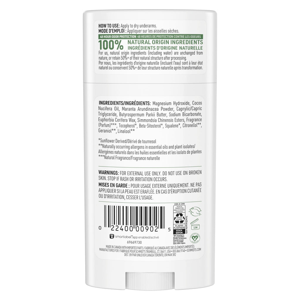 Schmidt's Aluminum-Free Fresh Cucumber Deodorant – 24h Odor Protection