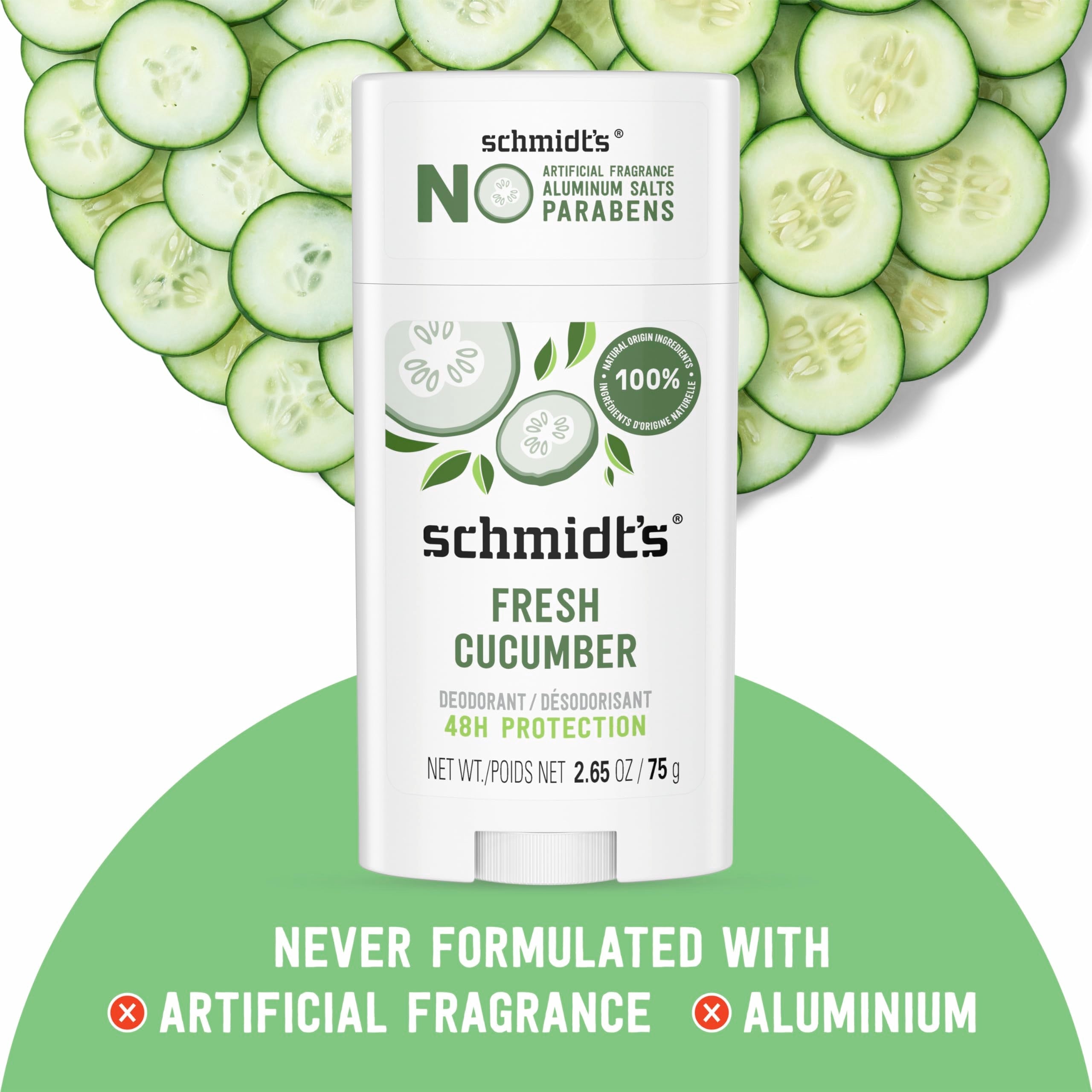 Schmidt's Aluminum-Free Fresh Cucumber Deodorant – 24h Odor Protection