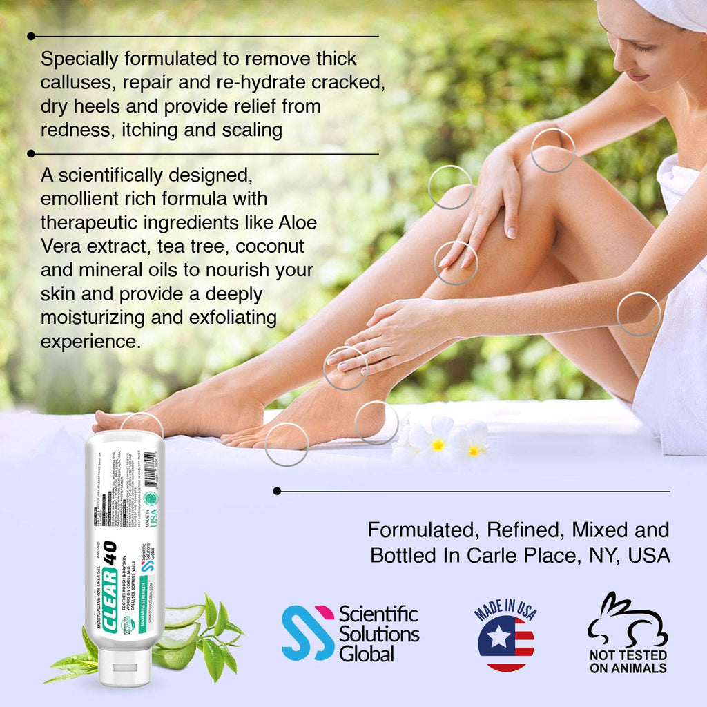 Scientific Solutions Global Clear 40 Urea Gel – 40% Urea, Tea Tree & Coconut Oil, 8 oz