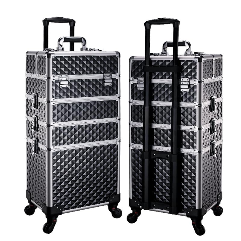 SCIKHEFT 5-in-1 Modular Makeup Trolley – Heavy-Duty & Portable Diamond Black