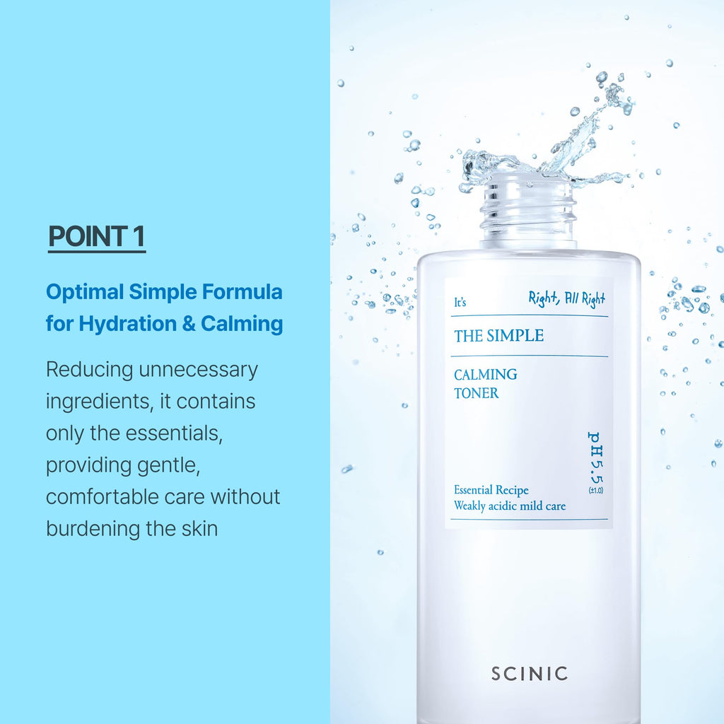 SCINIC The Simple Calming Toner 300ml | Vegan, pH-Balanced Mild Toner for Sensitive Skin