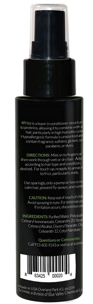 SCIONSE 4Frizz Hypoallergenic Frizz Control Mist – Fragrance Free, Sulfate Free