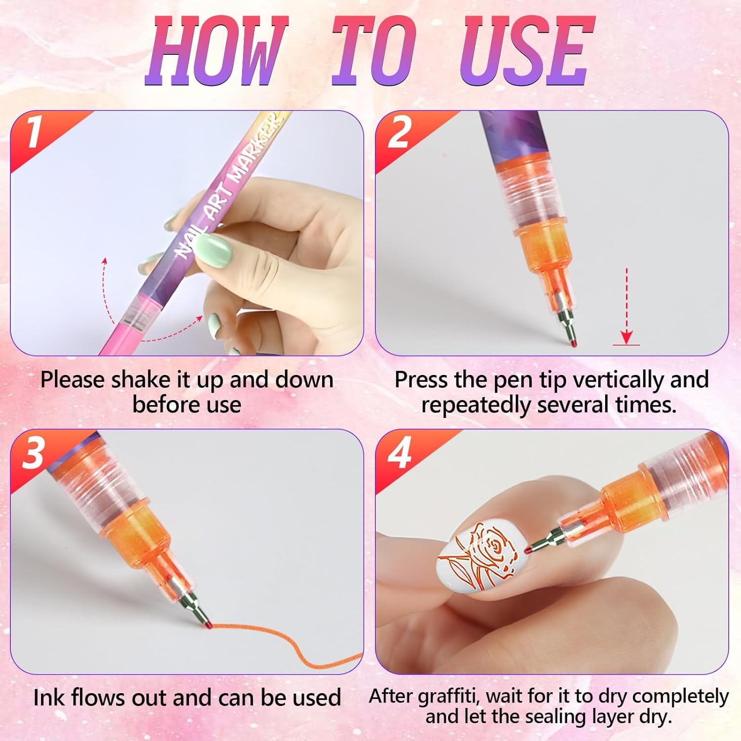 ScontLuy 12 Colors Nail Art Pens Set - 0.5mm Fine Tip for DIY Nail Design
