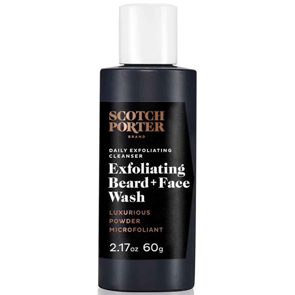 Scotch Porter Exfoliating Beard Wash & Face Cleanser – Vegan, Non-Toxic, 2.17 oz Travel Size