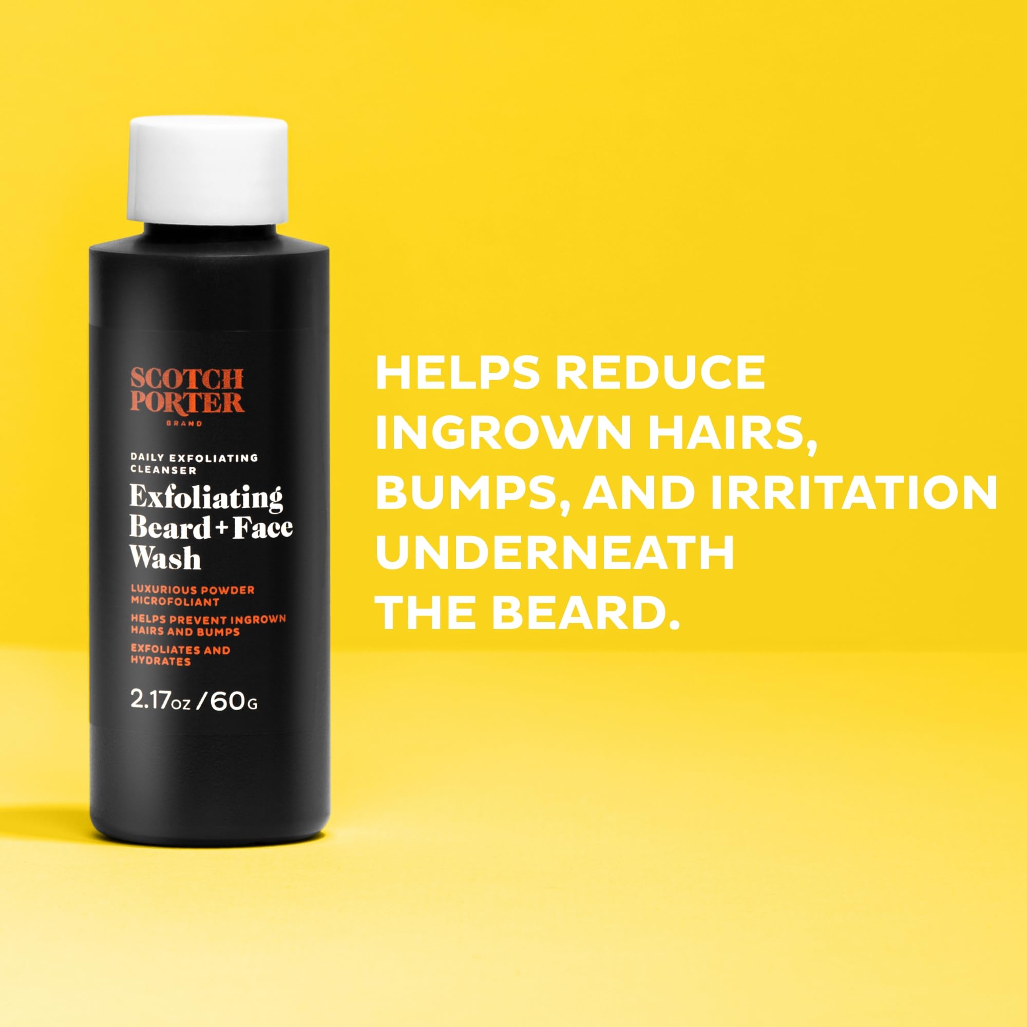 Scotch Porter Exfoliating Beard Wash & Face Cleanser – Vegan, Non-Toxic, 2.17 oz Travel Size