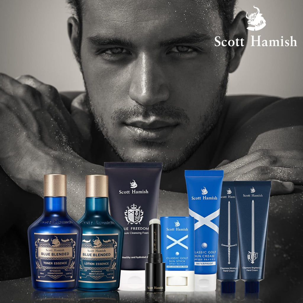 Scott Hamish Blue Blended Set – Men’s Skincare Kit with Face Wash, Toner & Emulsion