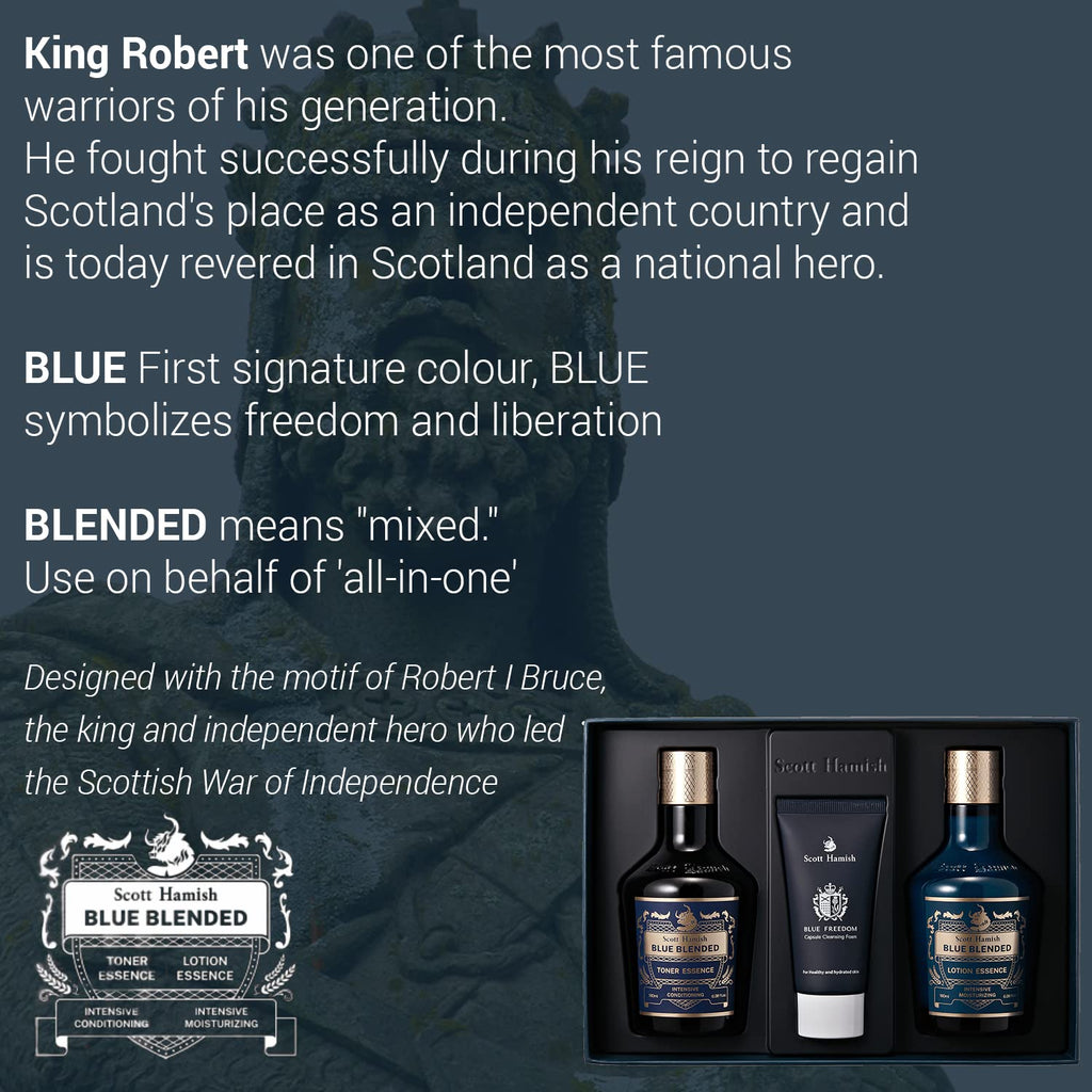 Scott Hamish Blue Blended Set – Men’s Skincare Kit with Face Wash, Toner & Emulsion