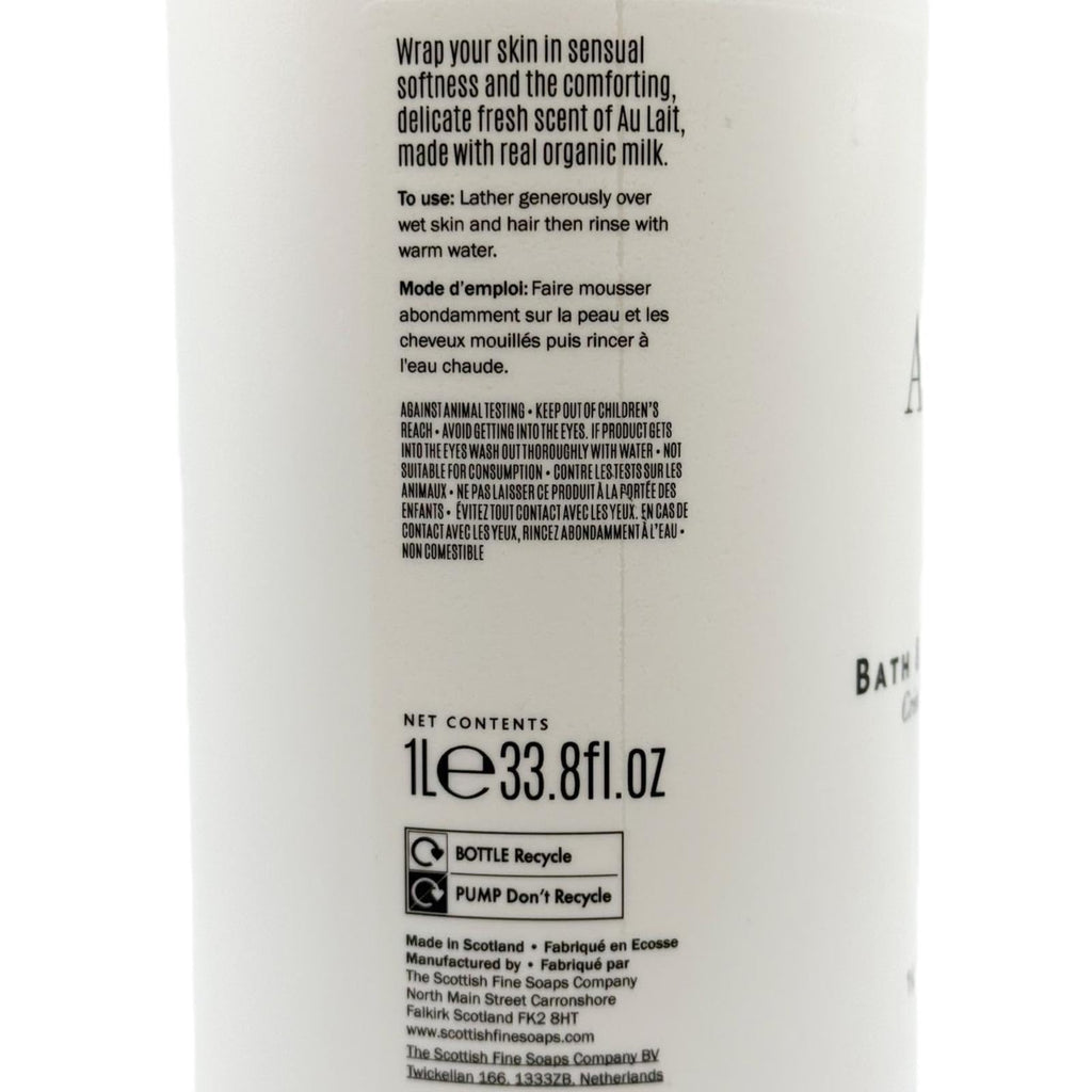 Scottish Fine Soaps Au Lait Bath & Shower Cream – 1L White Bottle
