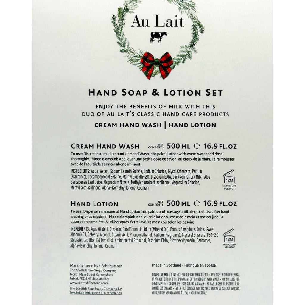Au Lait Hand Wash & Lotion Set – 500ml Each | Scottish Fine Soaps