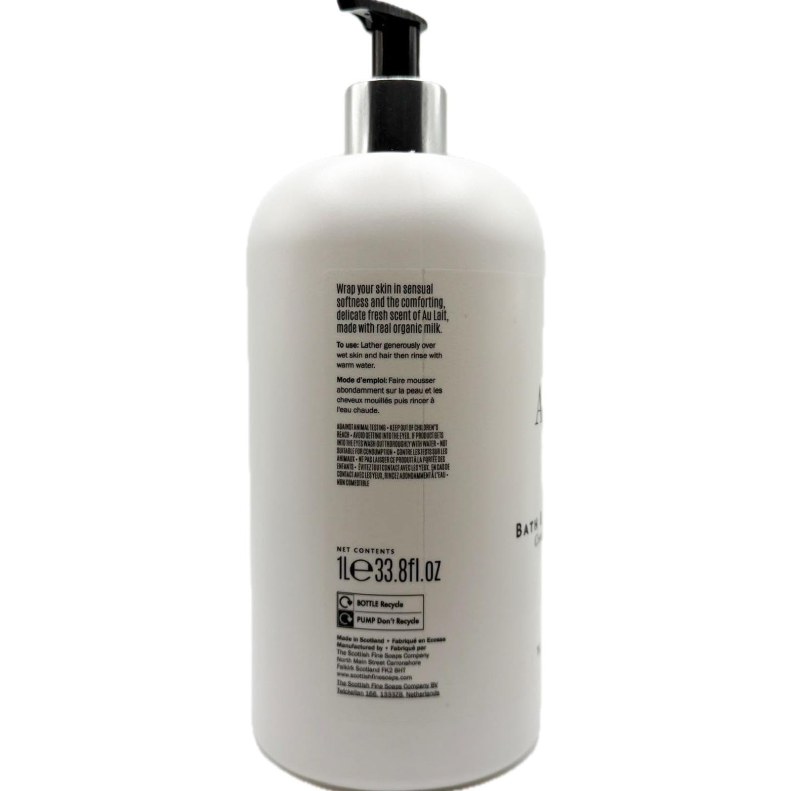 Scottish Fine Soaps Au Lait Bath & Shower Cream – 1L White Bottle