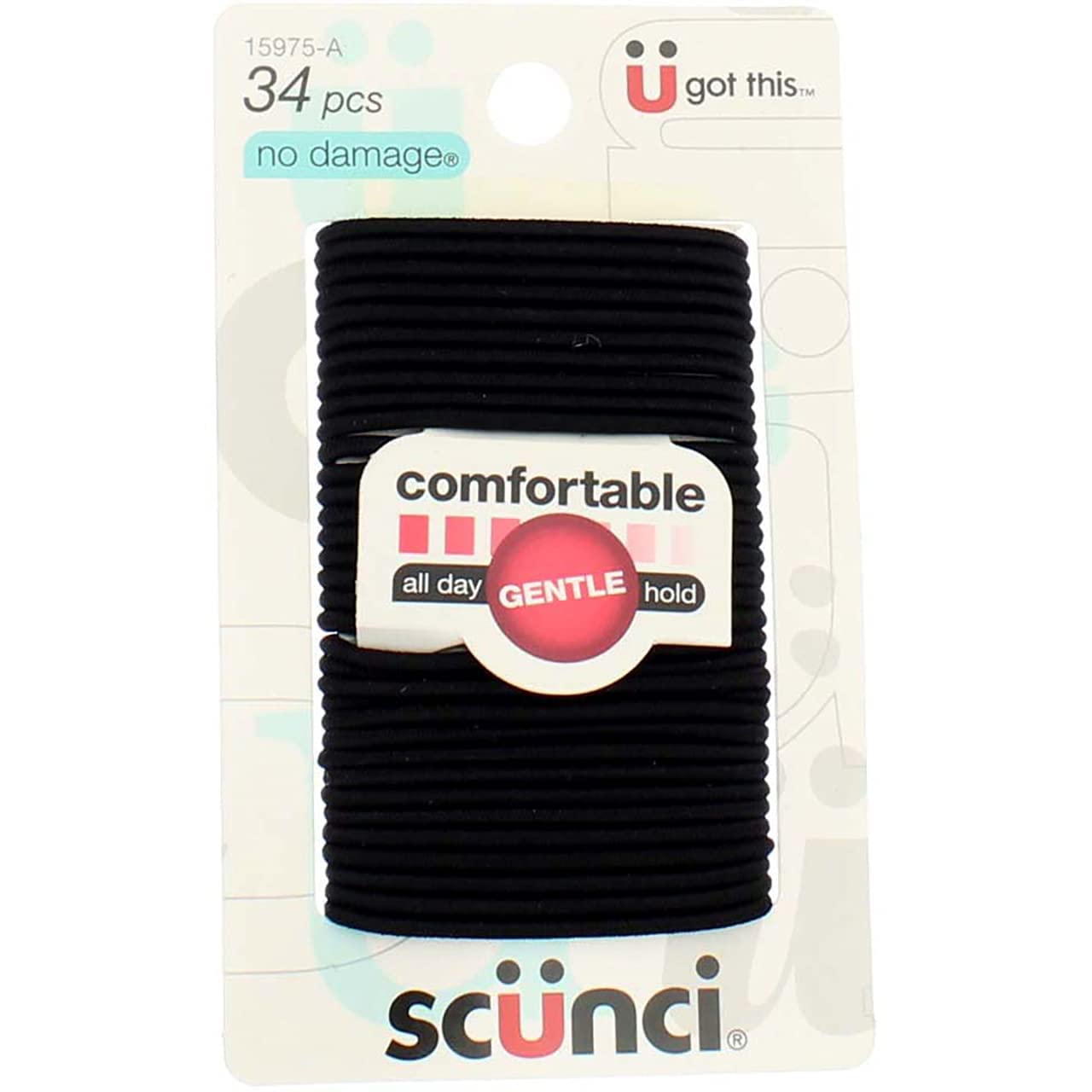 Scunci Effortless Beauty Small No-Damage Elastics – Black, 2mm, 102-Count