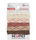 SCUNCI Ponytailers Textured No-Damage Hair Accessory – 6 Count Pack | Lightweight, Gentle Hold