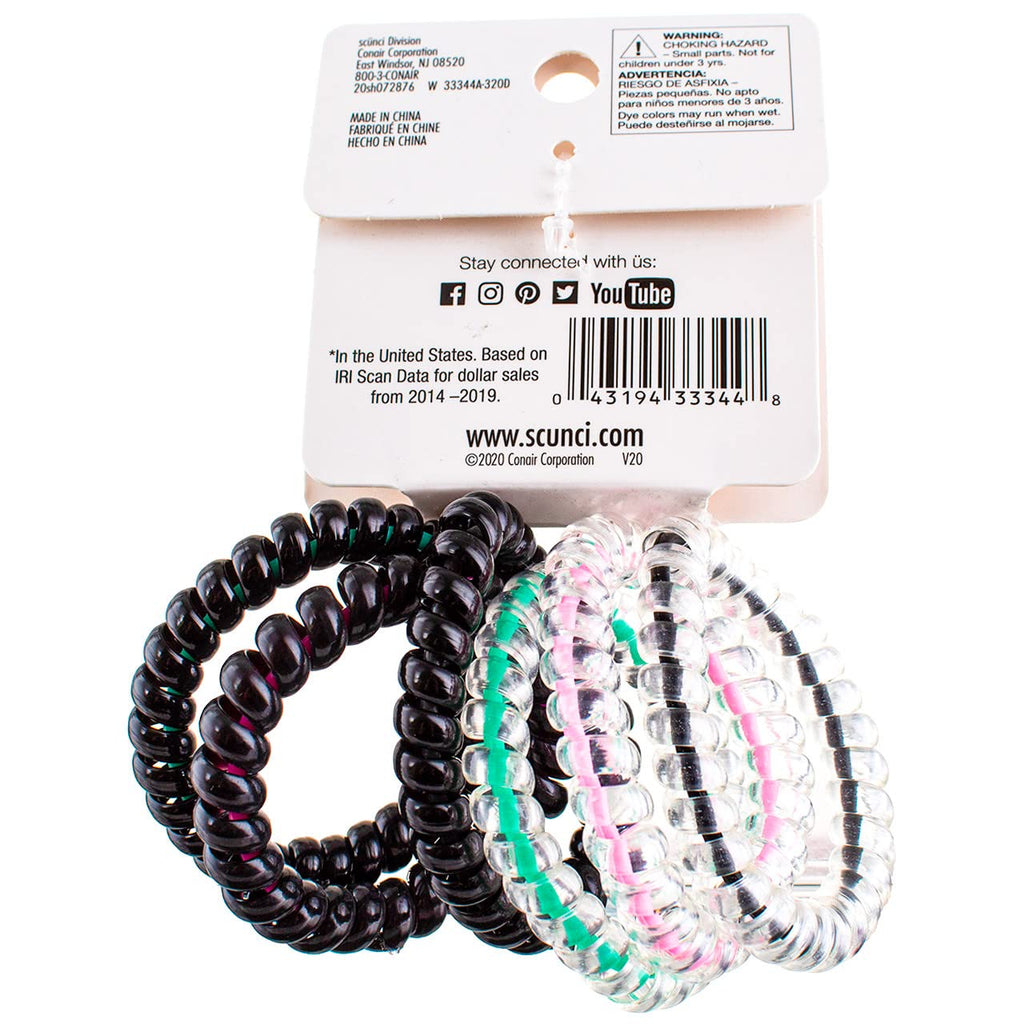 Scunci Spiral Ponytailers with NS Inner Core – 6-Count, Pack of 4