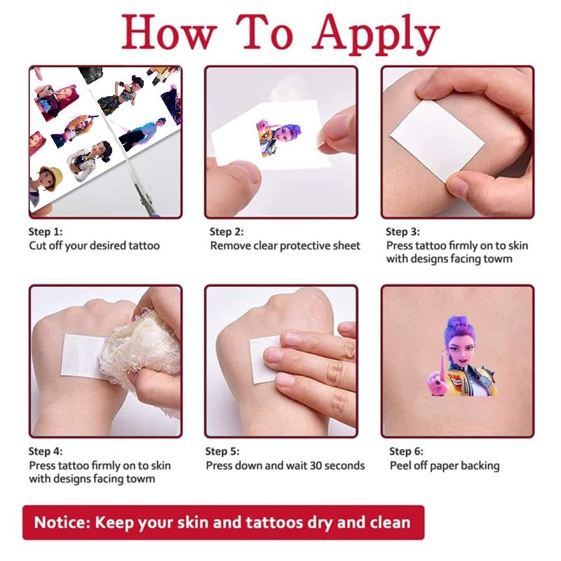 SDONY 8 Sheets Demon Temporary Tattoos for Kids – Party Decorations & Favors