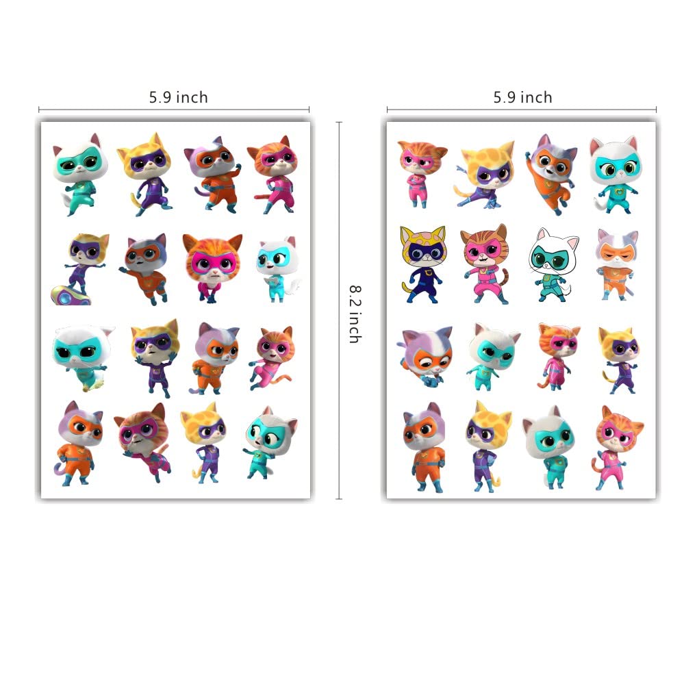 SDONY 8 Sheets Super Cats Temporary Tattoos for Kids | Party Decorations & Party Supplies