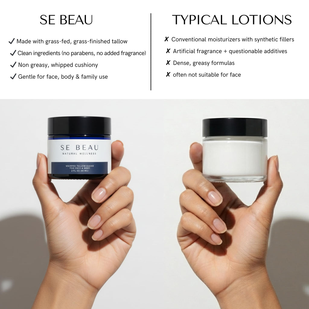 Se Beau Tallow Balm – Unscented Whipped Grass-Fed Moisturizer with Manuka Honey & Calendula