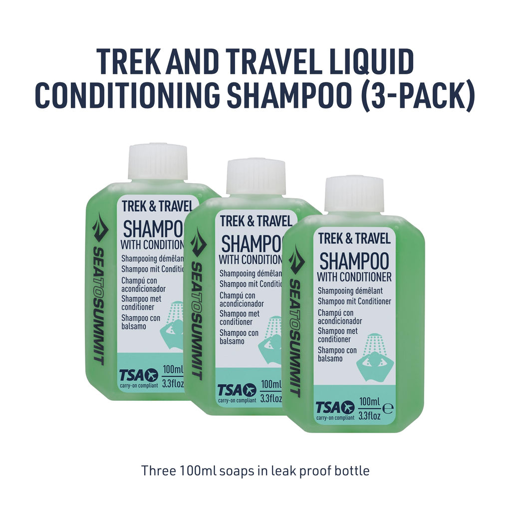 Sea to Summit Trek and Travel Liquid Conditioning Shampoo, 3-Pack (3 x 100ml) | TSA-Approved Travel Hair Care