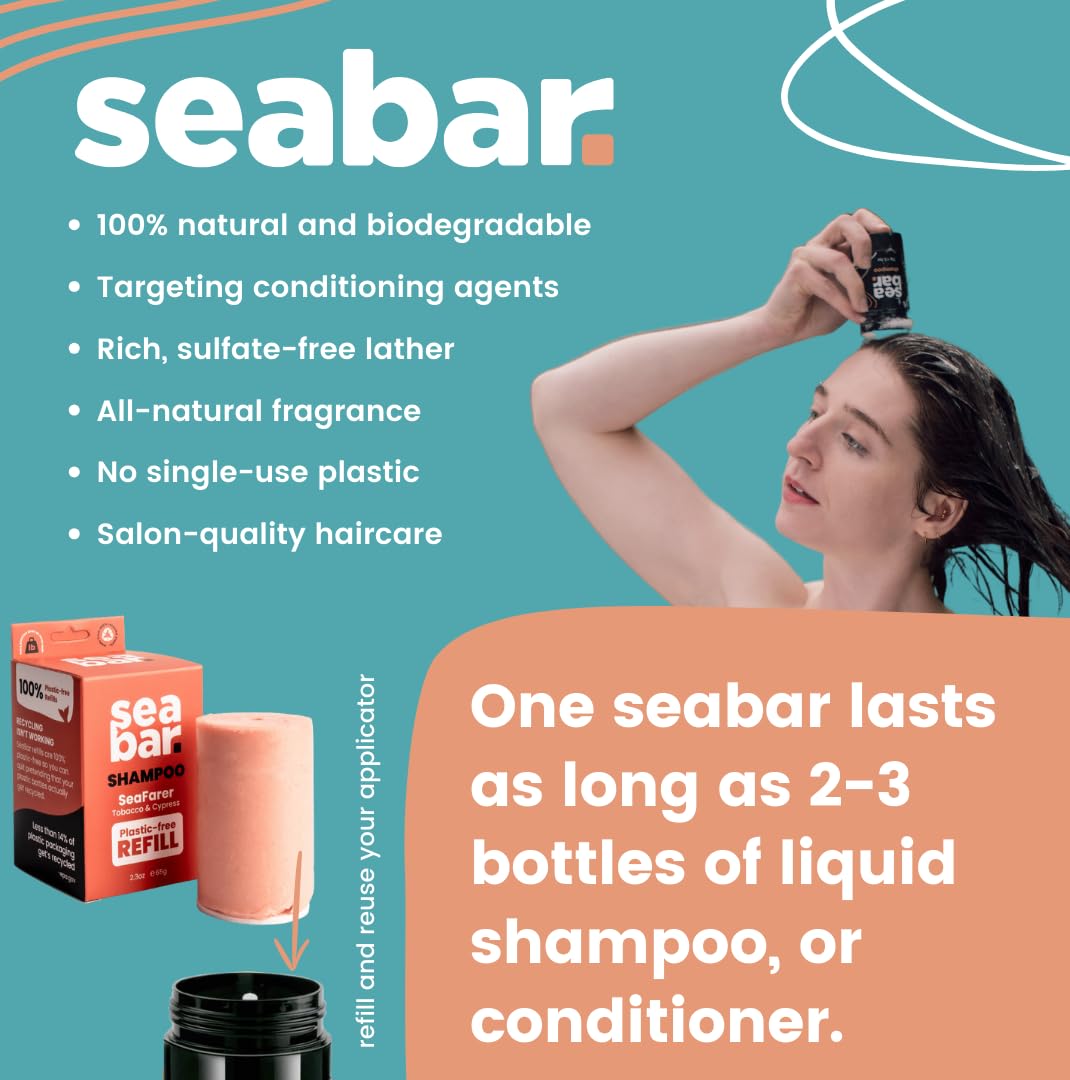 SeaBar Shampoo & Conditioner Bar Set - All-Natural, Vegan, Zero-Waste