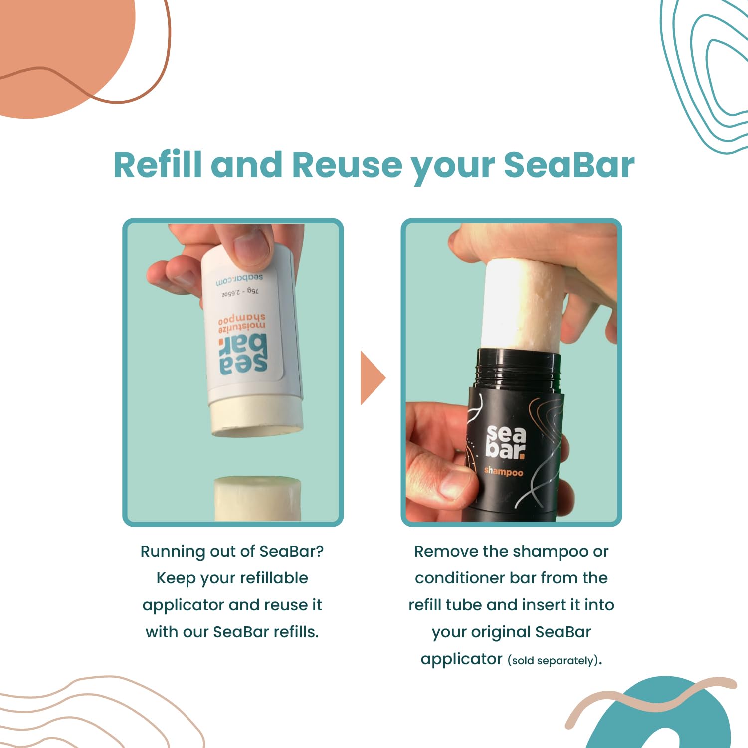 SeaBar Shampoo Bar Refill – All-Natural, Vegan, Sulfate-Free, Zero Waste Packaging