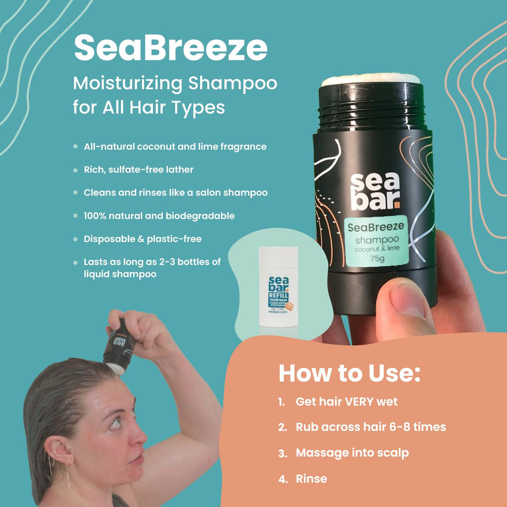 SeaBar Shampoo Bar Refill – All-Natural, Vegan, Sulfate-Free, Zero Waste Packaging