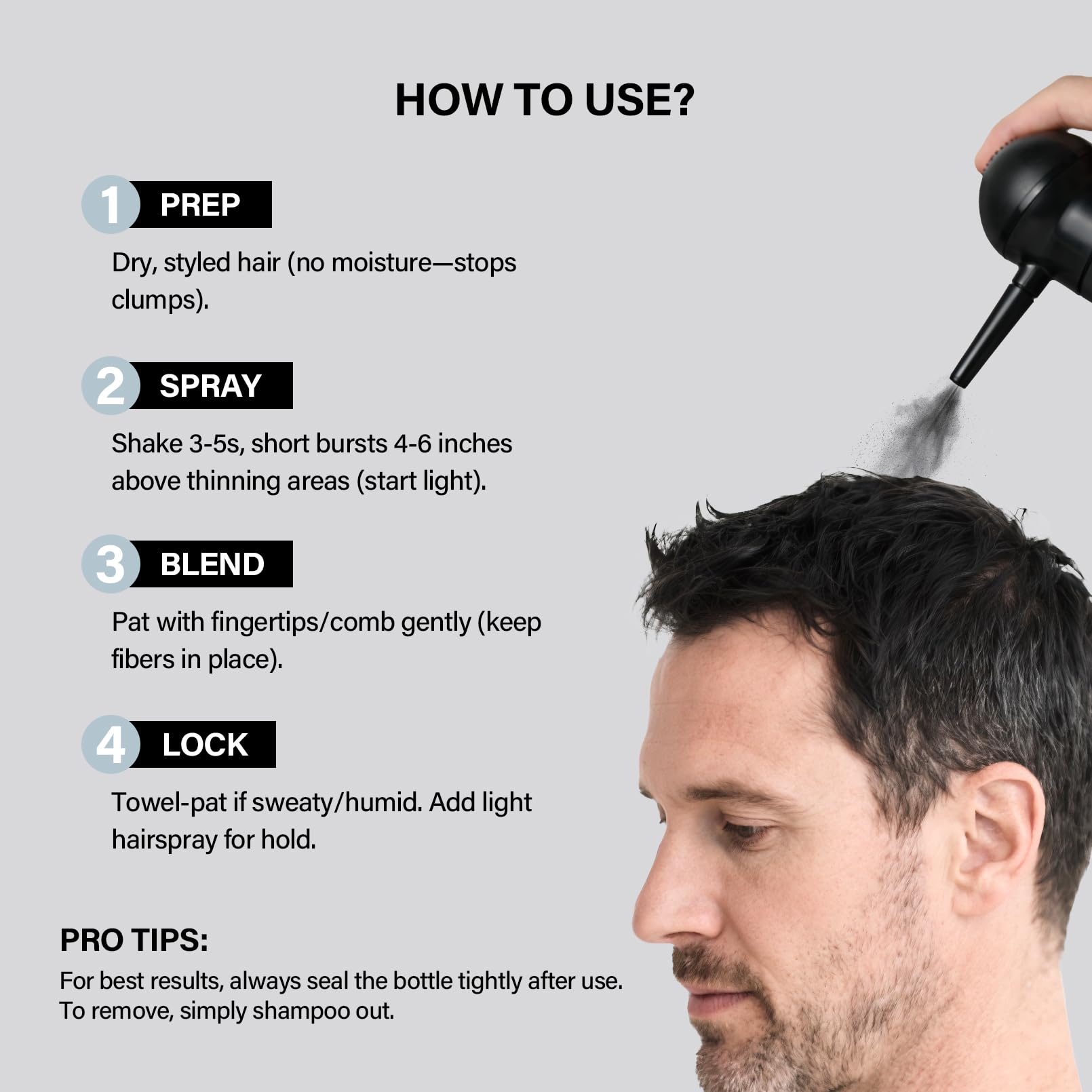 Seaboll Hair Building Fibers – 2-in-1 Hairline & Beard Coverage Kit (Dark Brown)