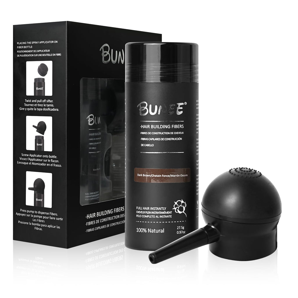 Seaboll Hair Building Fibers – 2-in-1 Hairline & Beard Coverage Kit (Dark Brown)
