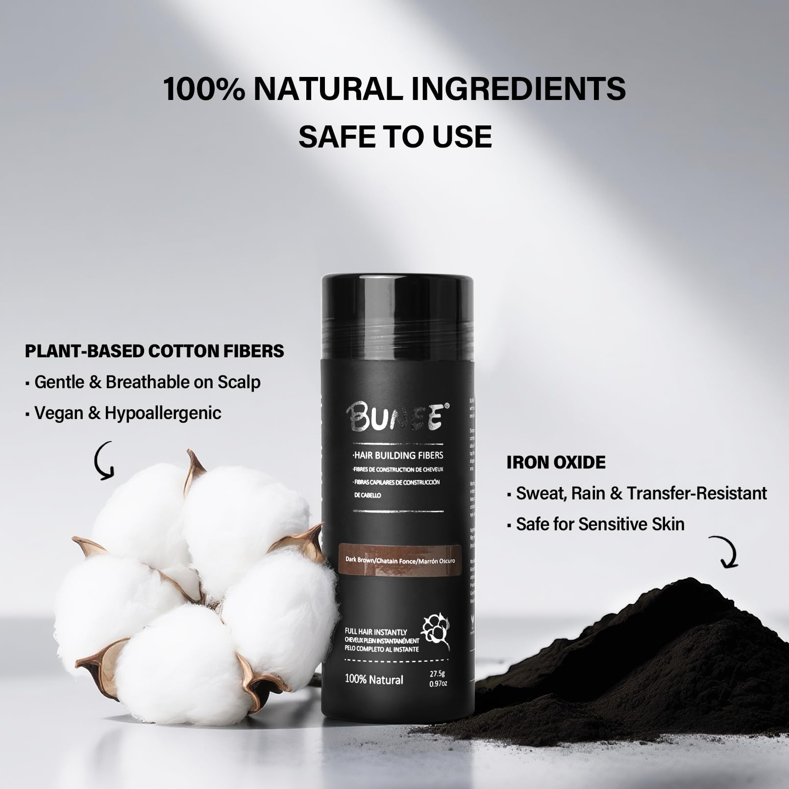 Seaboll Hair Building Fibers – 2-in-1 Hairline & Beard Coverage Kit (Dark Brown)