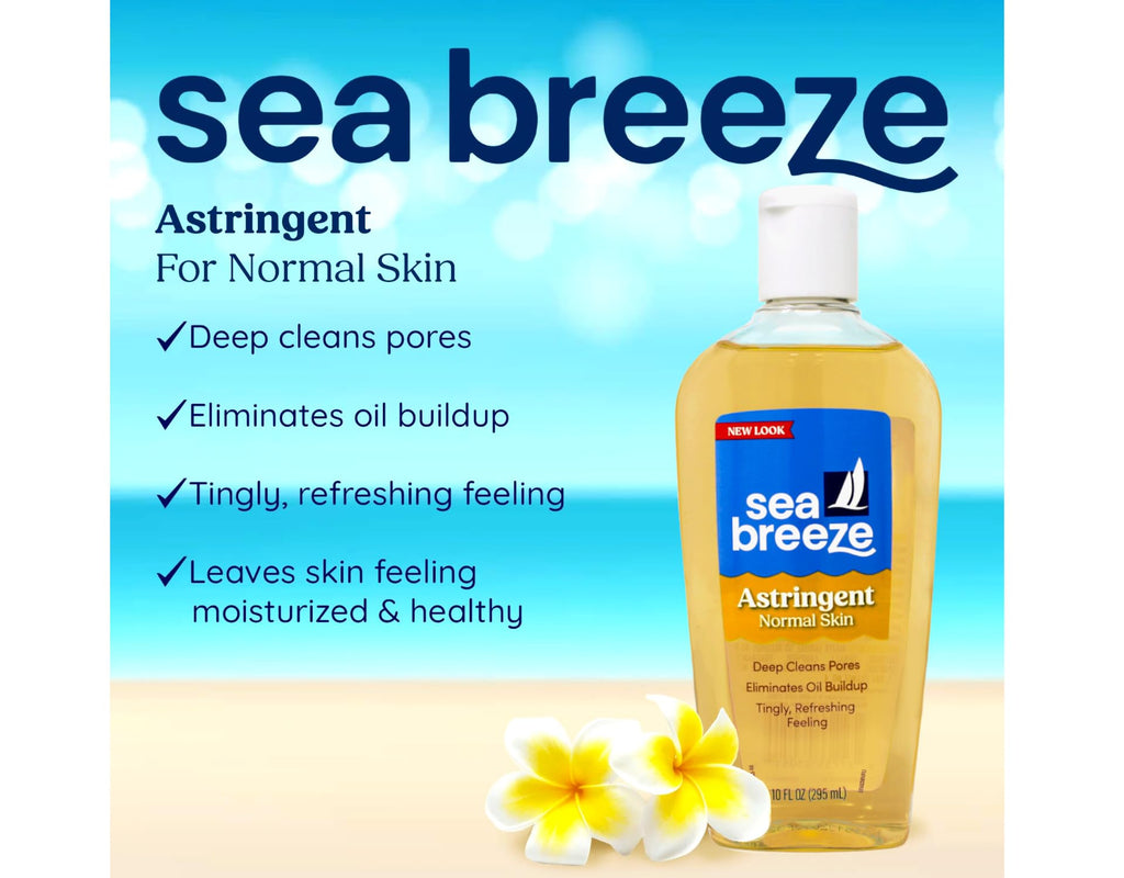 Sea Breeze Astringent for Normal Skin – Deep Clean Pores – 10 oz (Pack of 6)