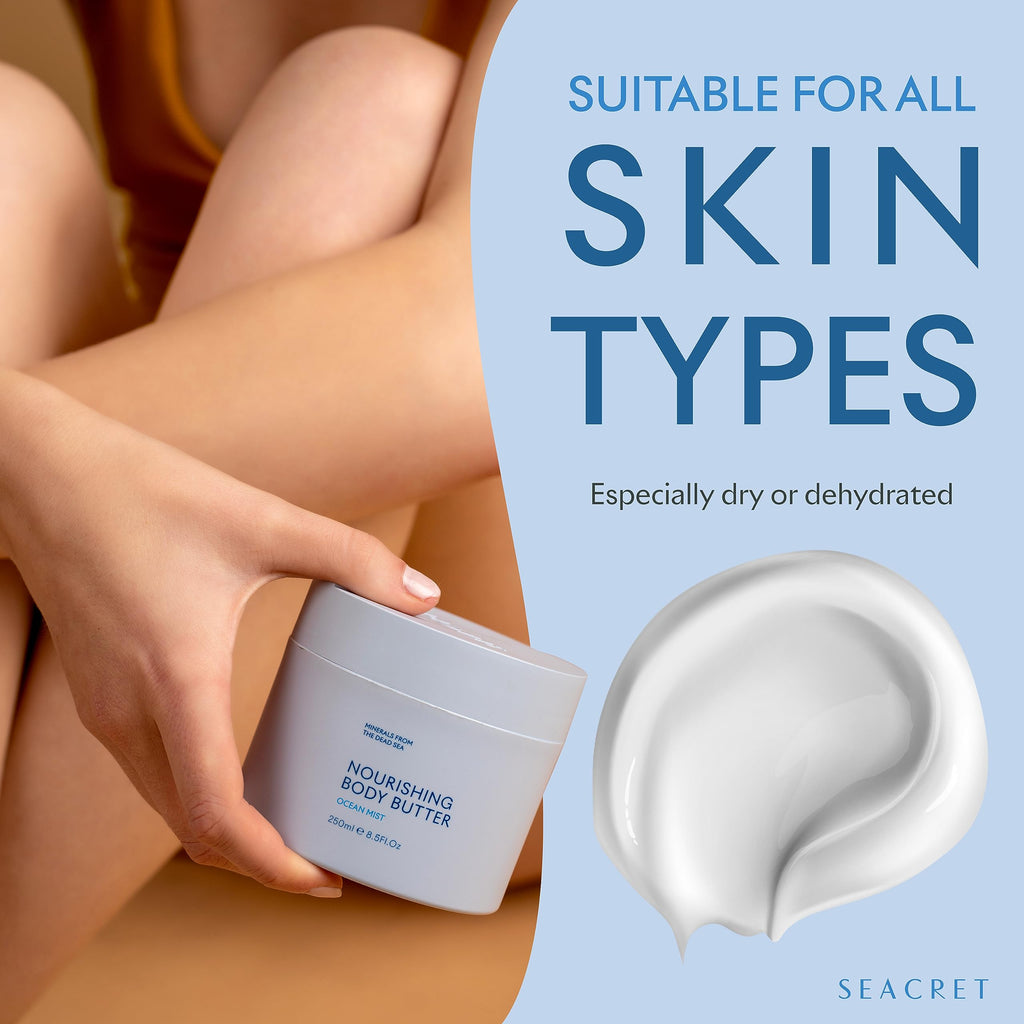 SEACRET Minerals Dead Sea Body Butter – Ocean Mist, Ultra-Rich Shea & Coconut Oil, 8.5 fl oz