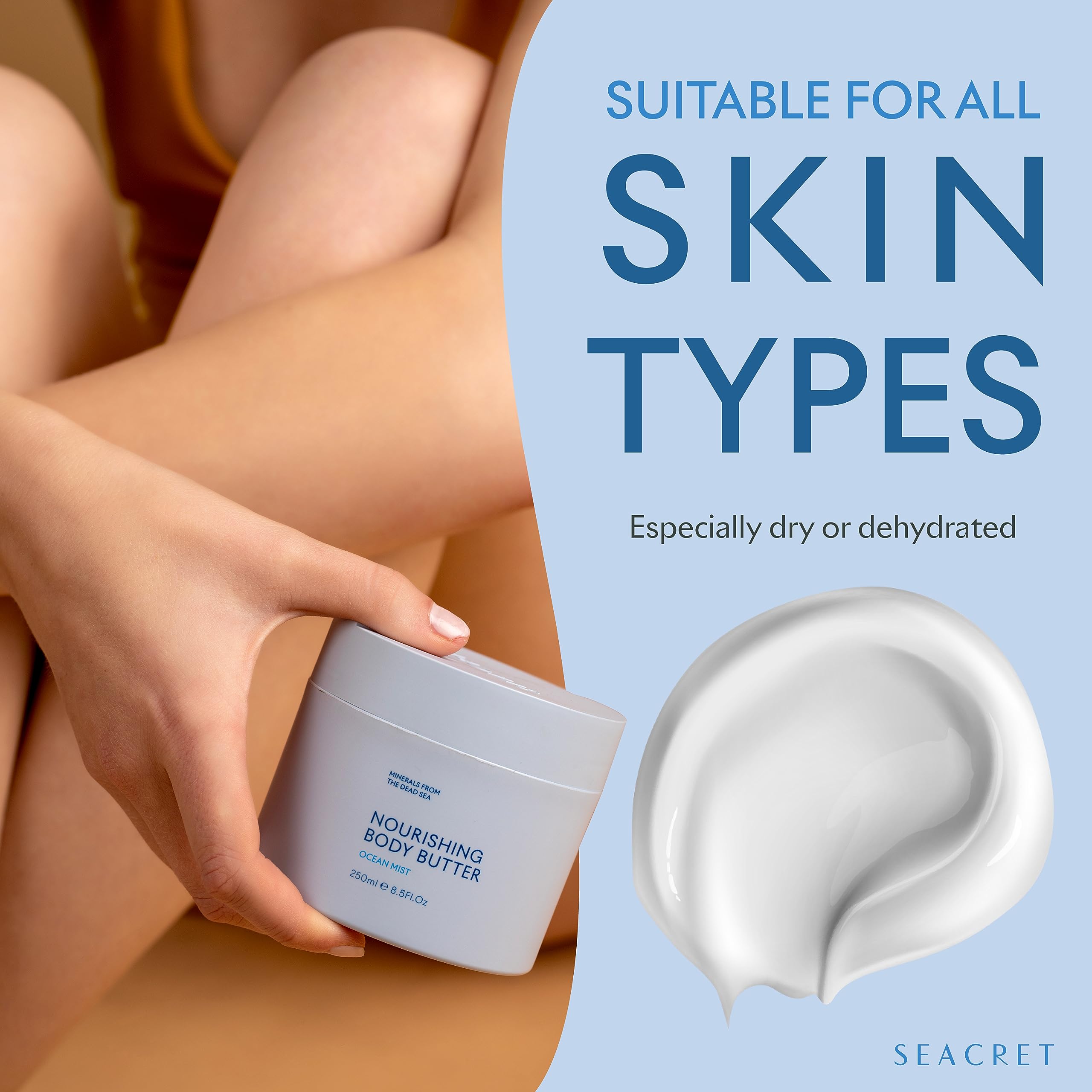 SEACRET Minerals Dead Sea Body Butter – Ocean Mist, Ultra-Rich Shea & Coconut Oil, 8.5 fl oz