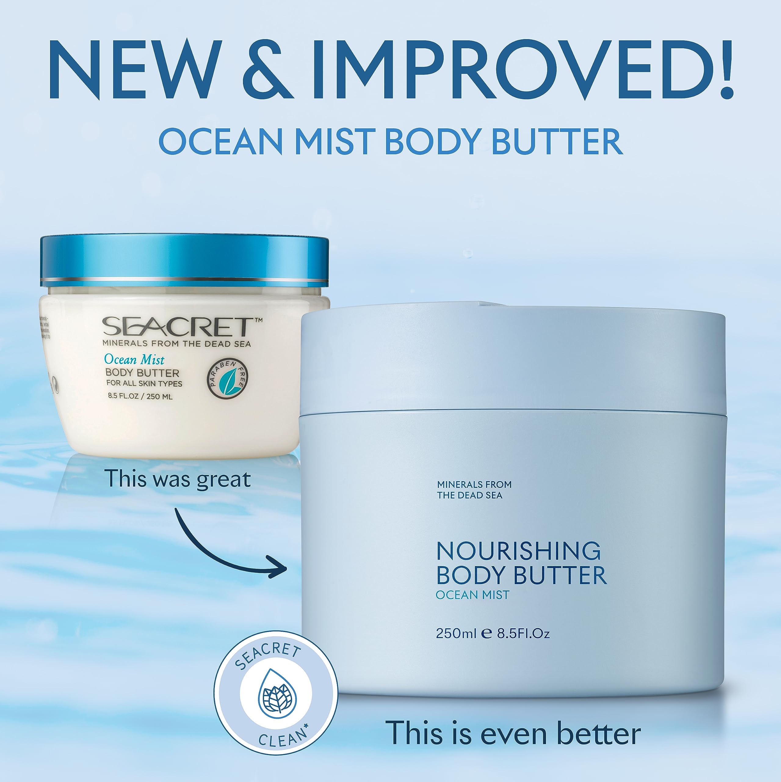SEACRET Minerals Dead Sea Body Butter – Ocean Mist, Ultra-Rich Shea & Coconut Oil, 8.5 fl oz