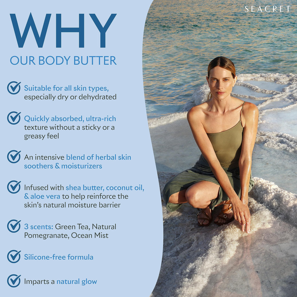 SEACRET Minerals Dead Sea Body Butter – Ocean Mist, Ultra-Rich Shea & Coconut Oil, 8.5 fl oz
