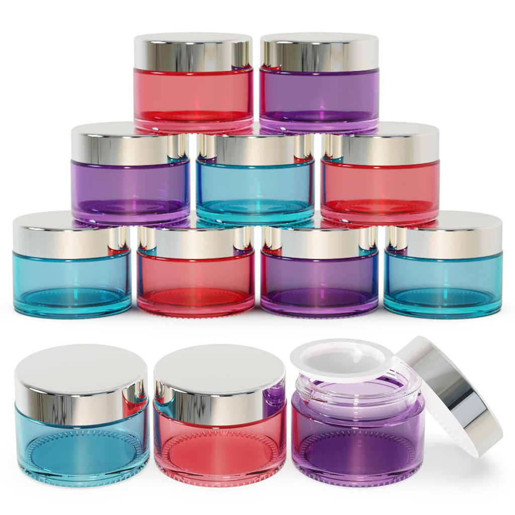 Seafulee 12Pack 1oz Glass Jars with Lids – Travel-Ready Cosmetic Containers (12 Pack)