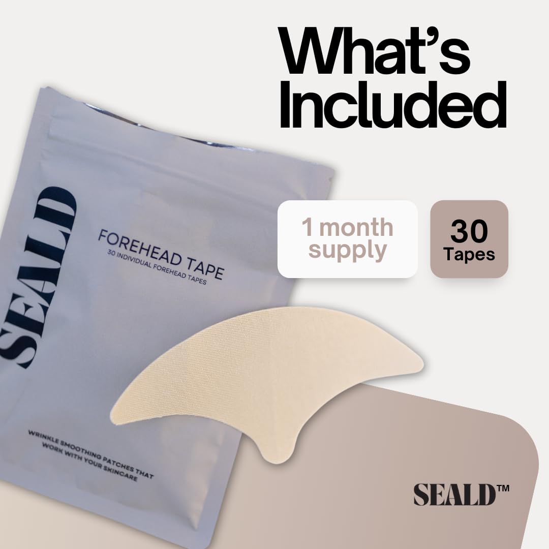 SEALD Forehead Tape – Wrinkle Smoothing Patches for Overnight Skin Care | 30 Patches