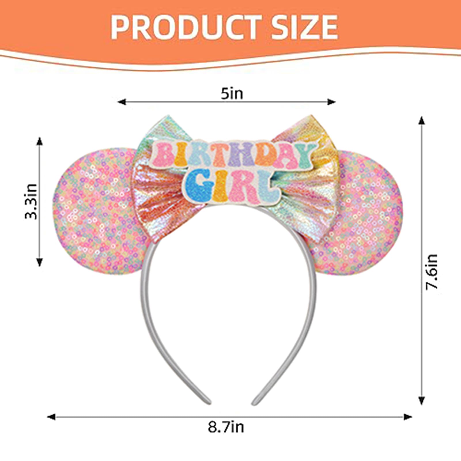 Seamoy Sequin Minnie Ears Headband – Rainbow Birthday Accessory