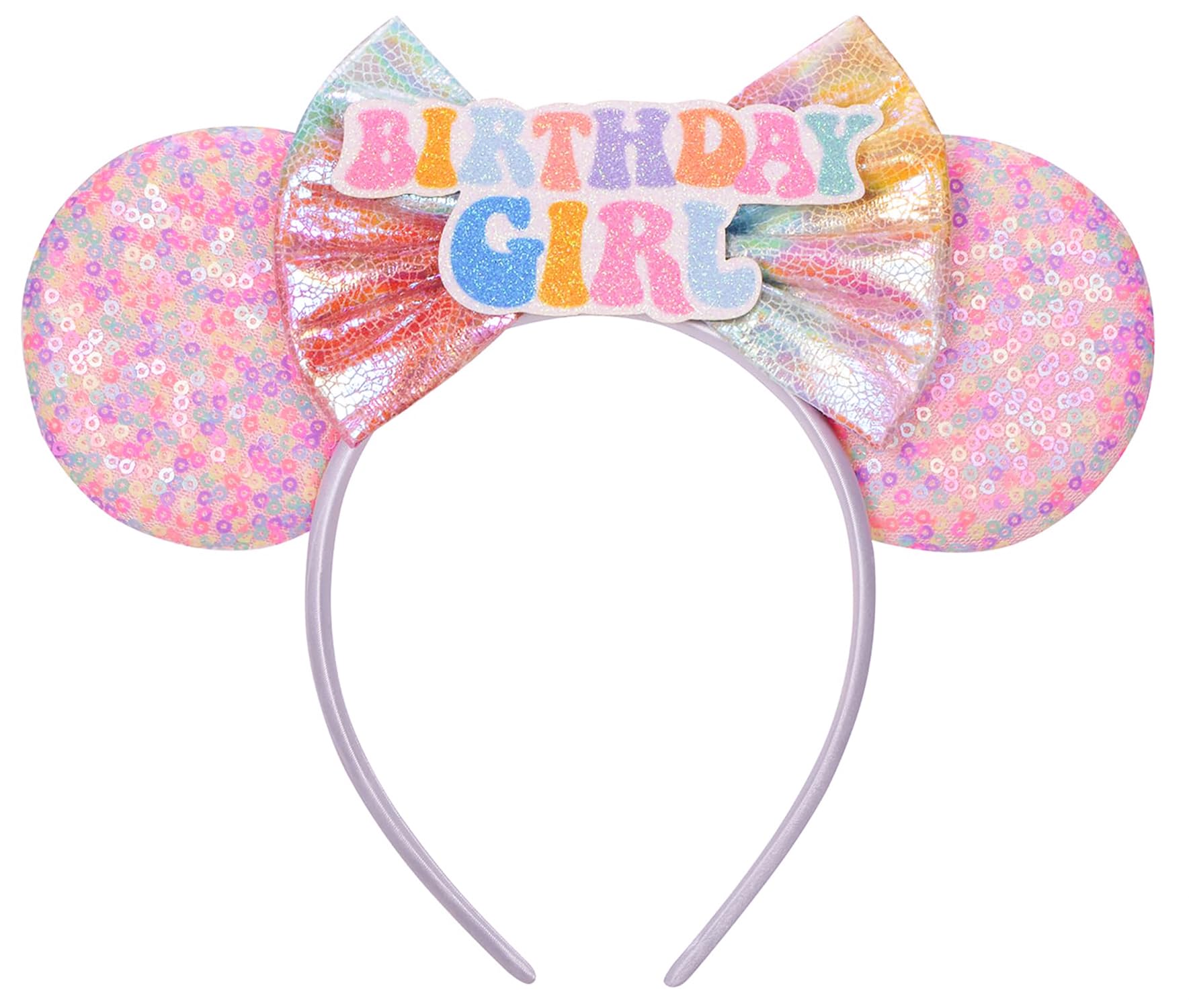 Seamoy Sequin Minnie Ears Headband – Rainbow Birthday Accessory