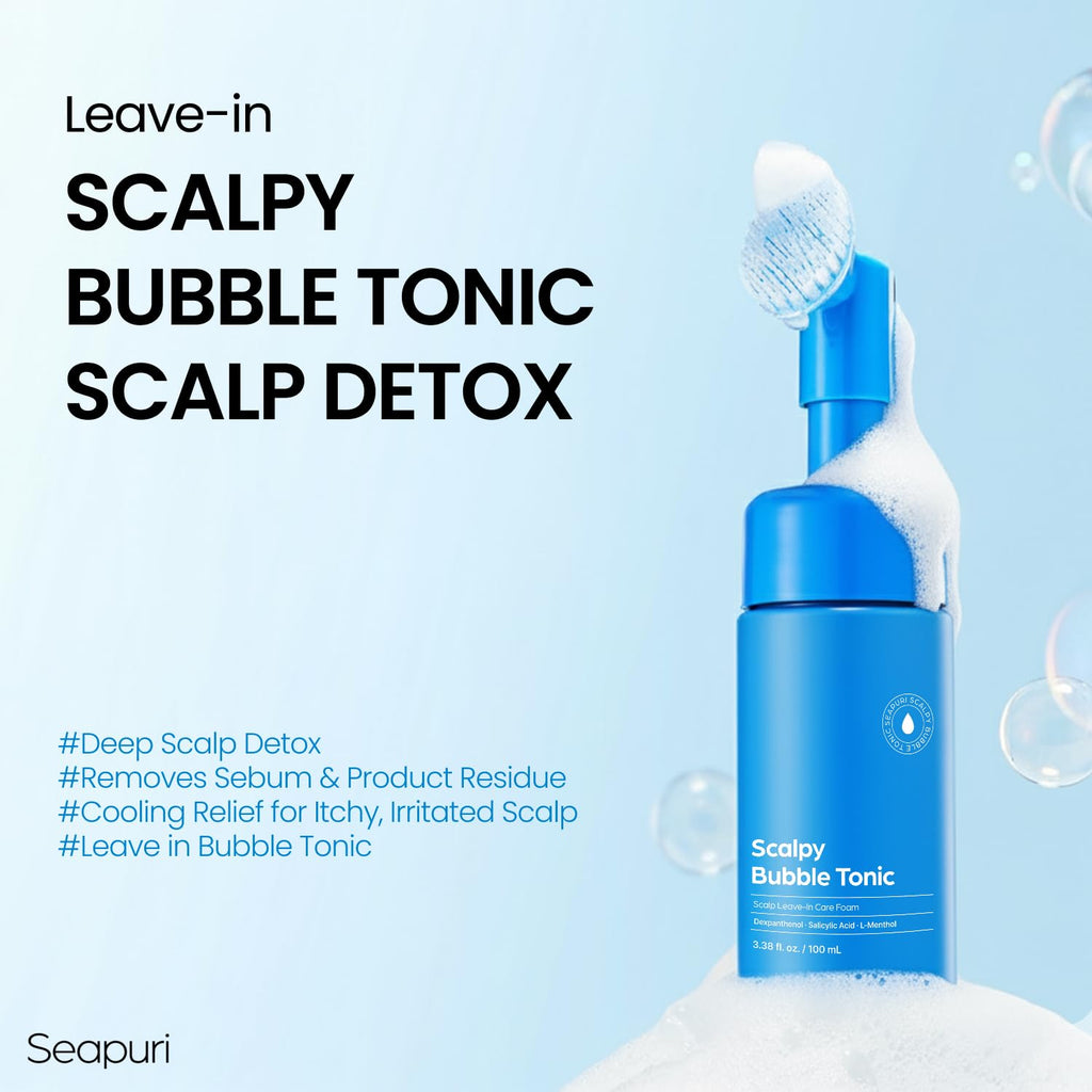 Seapuri Bubble Tonic | Leave-In Scalp Detox Foam for Oily, Itchy Roots