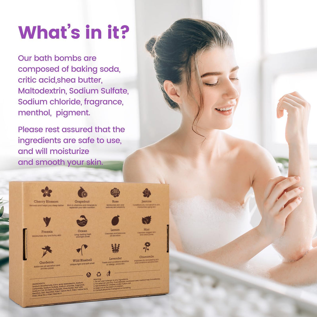 SeasonBliss Bath Bombs 12-Pack – Handmade Shea Butter Bombs for Relaxing Baths
