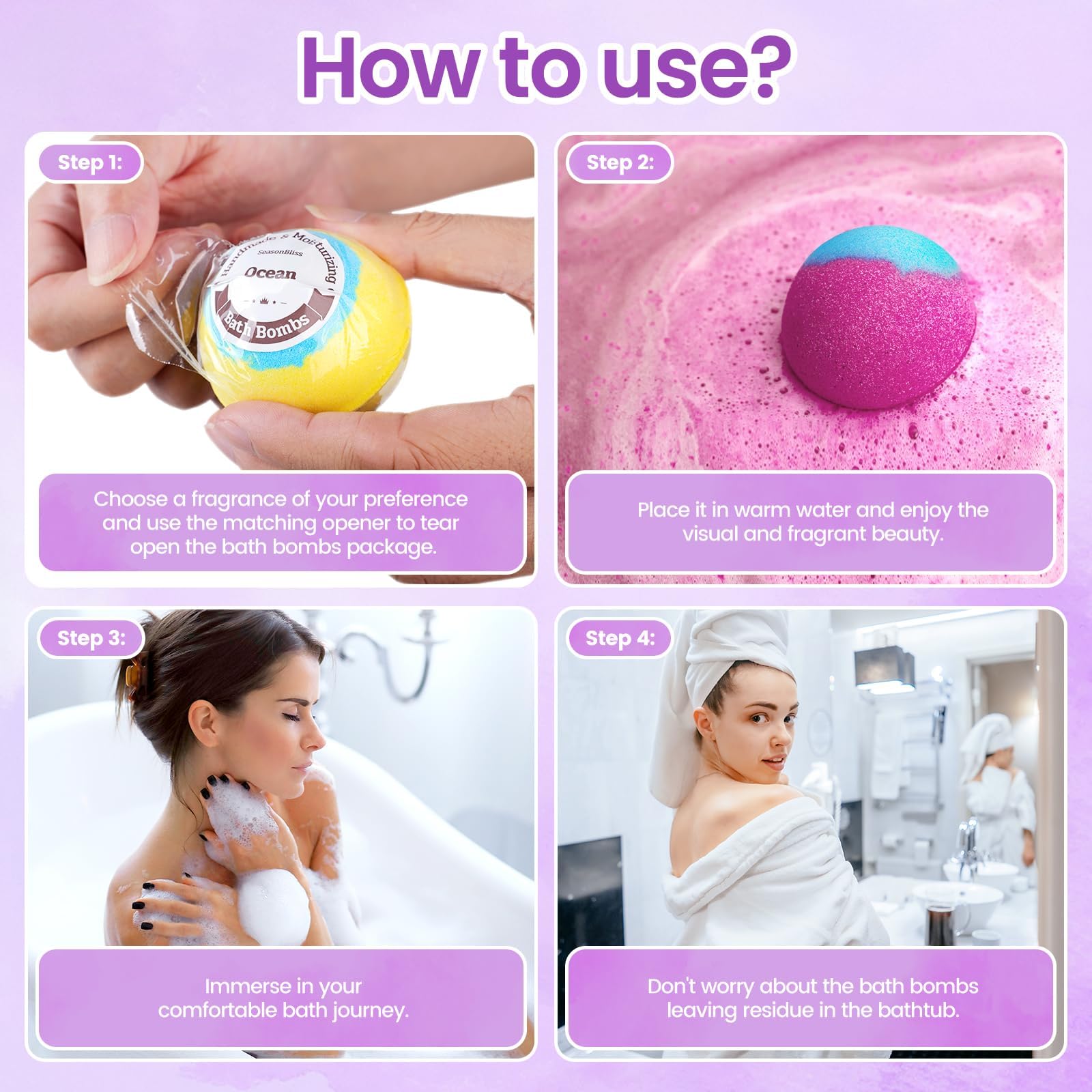 SeasonBliss Bath Bombs 12-Pack – Handmade Shea Butter Bombs for Relaxing Baths