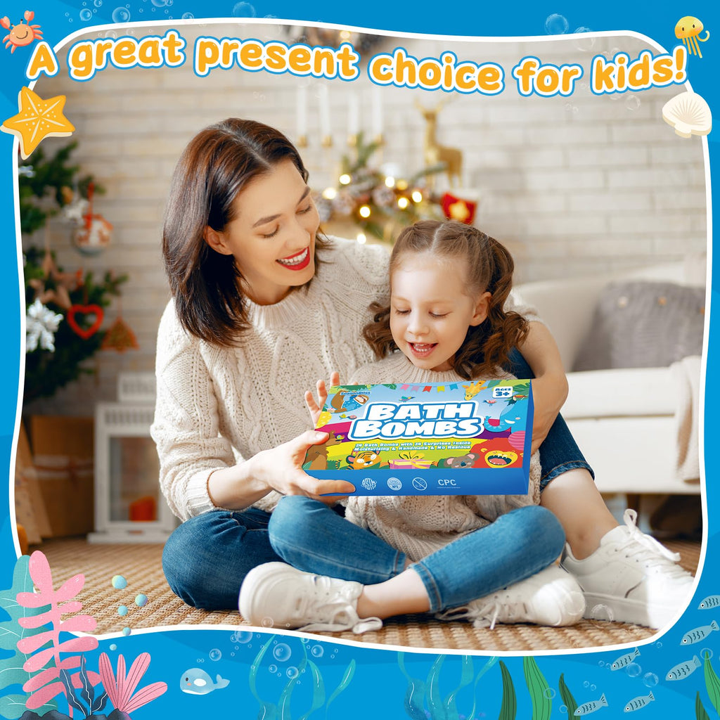 SeasonBliss Kids Bath Bombs — 24 Surprises and Toys (Ages 3+)