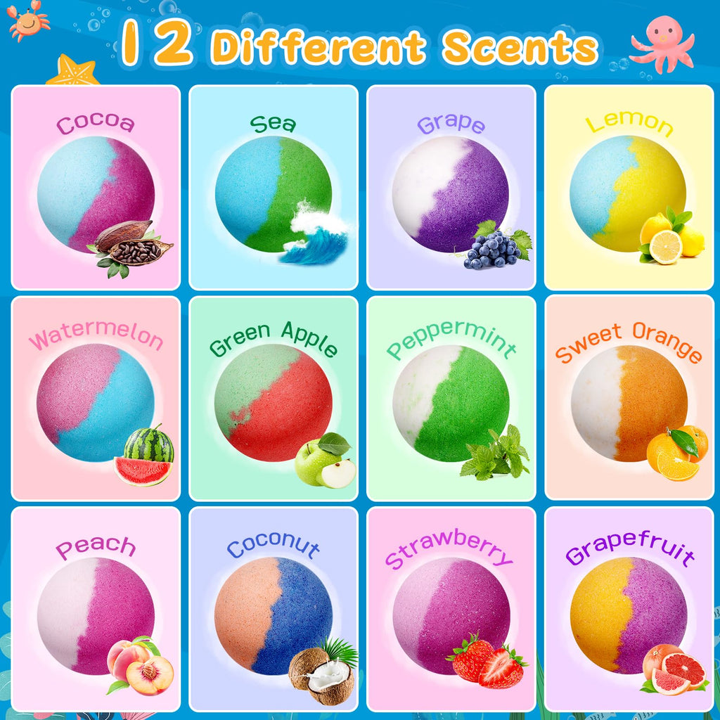 SeasonBliss Kids Bath Bombs — 24 Surprises and Toys (Ages 3+)