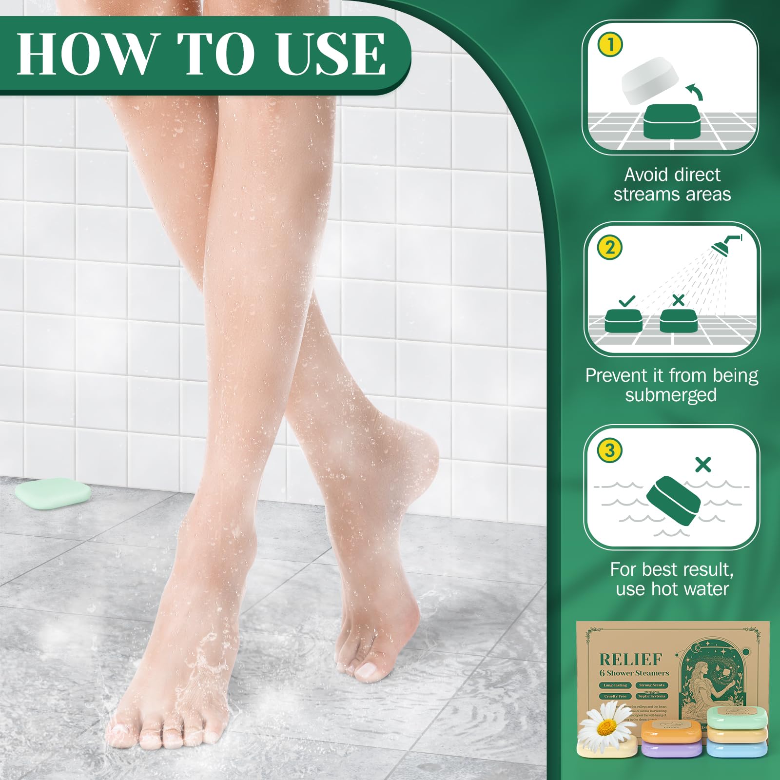 SeasonBliss 6-Pack Shower Steamers - Gift Box for Self-Care & Relaxation